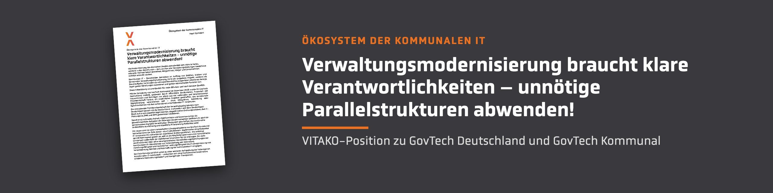 VITAKO-Position: Verwaltungsmodernisierung braucht klare Verantwortlichkeiten – unnötige Parallelstrukturen abwenden!