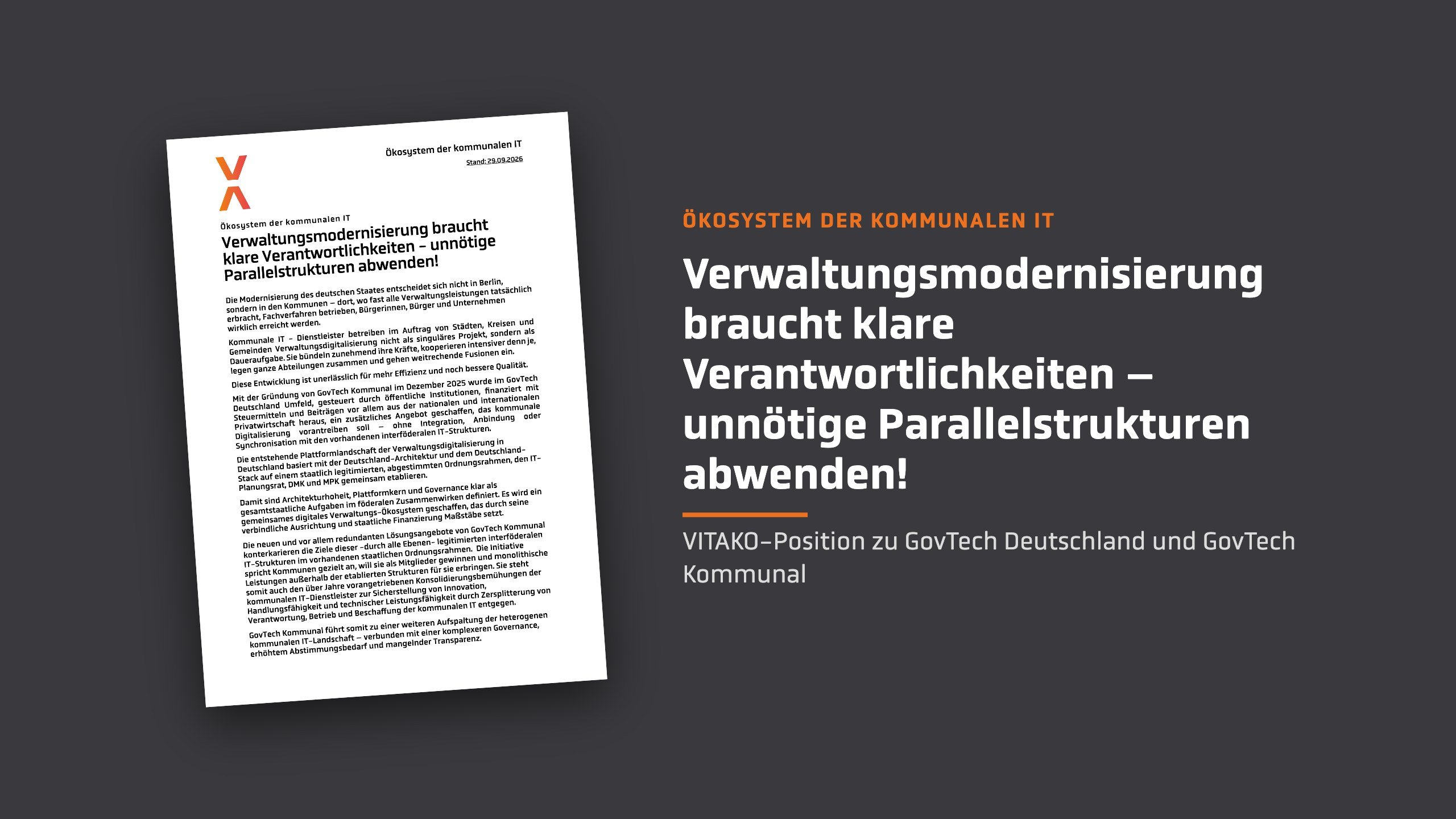 VITAKO-Position zu GovTech Deutschland und GovTech Kommunal